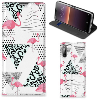 B2Ctelecom Telefoonhoesje Personaliseren Sony Xperia L4 Bookstyle Case Flamingo Triangle