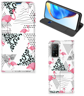 B2Ctelecom Telefoonhoesje Personaliseren Xiaomi Mi 10T | 10T Pro Bookstyle Case Flamingo Triangle