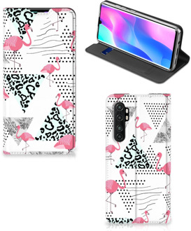 B2Ctelecom Telefoonhoesje Personaliseren Xiaomi Mi Note 10 Lite Bookstyle Case Flamingo Triangle