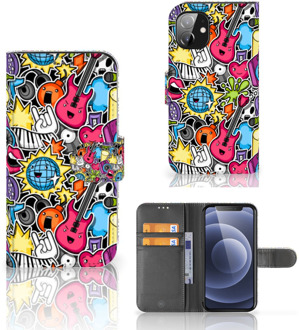 B2Ctelecom Telefoonhoesje Portemonnee Apple iPhone 12 Mini GSM Hoesje Punk Rock