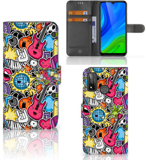 B2Ctelecom Telefoonhoesje Portemonnee Huawei P Smart 2020 GSM Hoesje Punk Rock