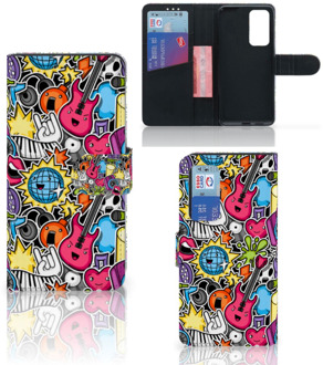 B2Ctelecom Telefoonhoesje Portemonnee Huawei P40 GSM Hoesje Punk Rock