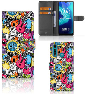 B2Ctelecom Telefoonhoesje Portemonnee Motorola G8 Power Lite GSM Hoesje Punk Rock