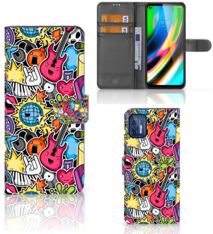 B2Ctelecom Telefoonhoesje Portemonnee Motorola Moto G9 Plus GSM Hoesje Punk Rock