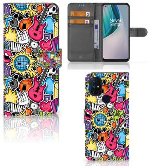 B2Ctelecom Telefoonhoesje Portemonnee OnePlus Nord N10 GSM Hoesje Punk Rock