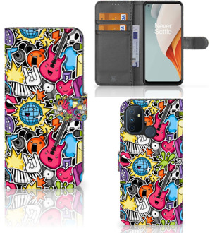 B2Ctelecom Telefoonhoesje Portemonnee OnePlus Nord N100 GSM Hoesje Punk Rock