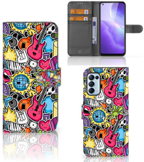 B2Ctelecom Telefoonhoesje Portemonnee OPPO Find X3 Lite GSM Hoesje Punk Rock