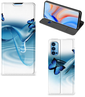 B2Ctelecom Telefoonhoesje Portemonnee OPPO Reno4 Pro 5G Smart Cover Vlinders