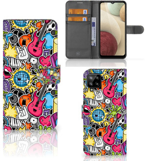 B2Ctelecom Telefoonhoesje Portemonnee Samsung Galaxy A12 GSM Hoesje Punk Rock