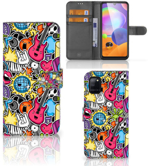 B2Ctelecom Telefoonhoesje Portemonnee Samsung Galaxy A31 GSM Hoesje Punk Rock