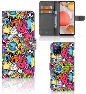 B2Ctelecom Telefoonhoesje Portemonnee Samsung Galaxy A42 5G GSM Hoesje Punk Rock