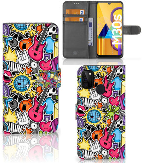 B2Ctelecom Telefoonhoesje Portemonnee Samsung Galaxy M21 GSM Hoesje Punk Rock