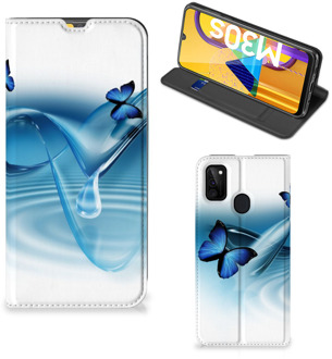 B2Ctelecom Telefoonhoesje Portemonnee Samsung Galaxy M21 Smart Cover Vlinders