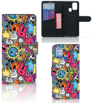 B2Ctelecom Telefoonhoesje Portemonnee Samsung Galaxy M31 GSM Hoesje Punk Rock