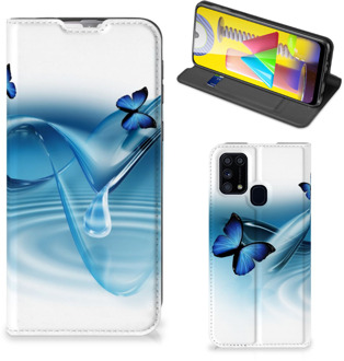 B2Ctelecom Telefoonhoesje Portemonnee Samsung Galaxy M31 Smart Cover Vlinders