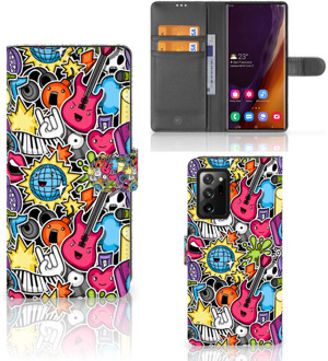 B2Ctelecom Telefoonhoesje Portemonnee Samsung Galaxy Note20 Ultra GSM Hoesje Punk Rock