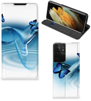 B2Ctelecom Telefoonhoesje Portemonnee Samsung Galaxy S21 Ultra Smart Cover Vlinders