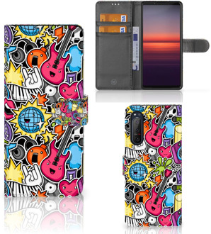 B2Ctelecom Telefoonhoesje Portemonnee Sony Xperia 5II GSM Hoesje Punk Rock