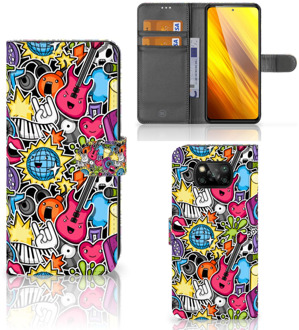 B2Ctelecom Telefoonhoesje Portemonnee Xiaomi Poco X3 GSM Hoesje Punk Rock