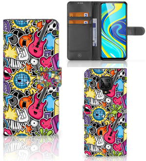 B2Ctelecom Telefoonhoesje Portemonnee Xiaomi Redmi Note 9 Pro | Note 9S GSM Hoesje Punk Rock