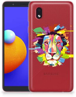 B2Ctelecom Telefoonhoesje Samsung Galaxy A01 Core Back Cover Siliconen Hoesje Super als Cadeautjes voor Jongens Lion Color