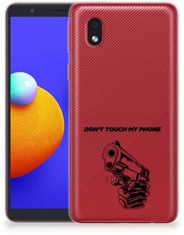 B2Ctelecom Telefoonhoesje Samsung Galaxy A01 Core Back Cover Siliconen Hoesje Transparant Gun Don't Touch My Phone