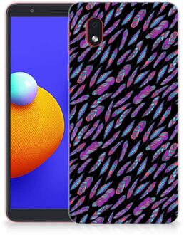 B2Ctelecom Telefoonhoesje Samsung Galaxy A01 Core Backcover Soft Siliconen Hoesje Feathers Color