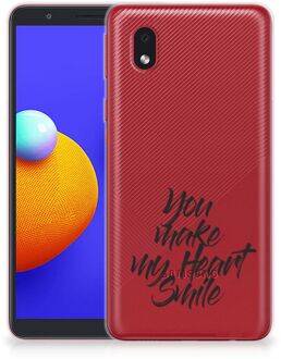 B2Ctelecom Telefoonhoesje Samsung Galaxy A01 Core Backcover Soft Siliconen Hoesje Heart Smile