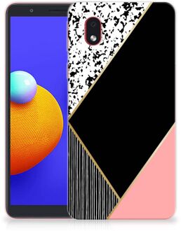 B2Ctelecom Telefoonhoesje Samsung Galaxy A01 Core TPU Silicone Hoesje Black Pink Shapes