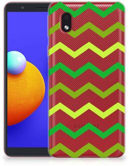 B2Ctelecom Telefoonhoesje Samsung Galaxy A01 Core TPU Siliconen Hoesje met Foto Zigzag Groen