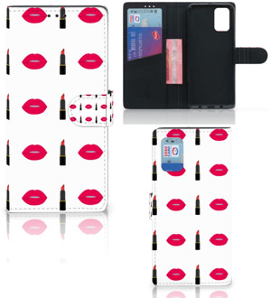 B2Ctelecom Telefoonhoesje Samsung Galaxy A02s Flip Cover Samsung M02s Beschermhoes Lipstick Kiss