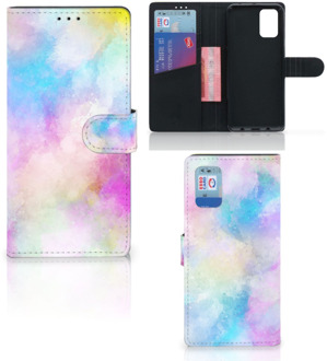 B2Ctelecom Telefoonhoesje Samsung Galaxy A02s Flip Cover Samsung M02s Bookcase Personaliseren Watercolor Light