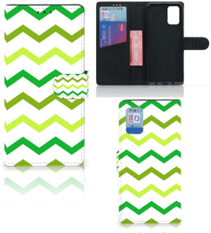 B2Ctelecom Telefoonhoesje Samsung Galaxy A02s Flip Cover Samsung M02s Flip Case Zigzag Groen