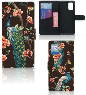 B2Ctelecom Telefoonhoesje Samsung Galaxy A02s Flip Cover Samsung M02s Flipcase Cover Pauw met Bloemen