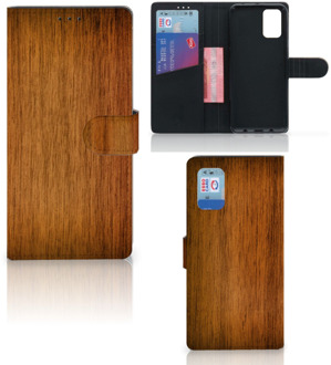 B2Ctelecom Telefoonhoesje Samsung Galaxy A02s Flip Cover Samsung M02s Wallet Book Case Donker Hout