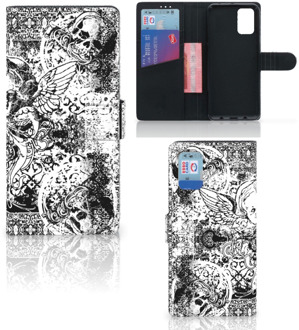 B2Ctelecom Telefoonhoesje Samsung Galaxy A02s Flip Cover Samsung M02s Wallet Book Case Skulls Angel