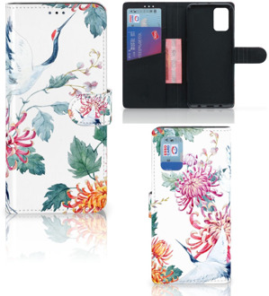 B2Ctelecom Telefoonhoesje Samsung Galaxy A02s Flip Cover Samsung M02s Wallet Bookcase Bird Flowers