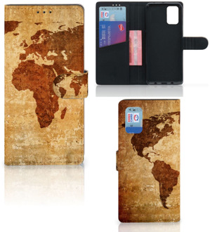 B2Ctelecom Telefoonhoesje Samsung Galaxy A02s Flip Cover Samsung M02s Wallet Bookcase Wereldkaart