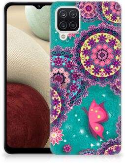 B2Ctelecom Telefoonhoesje Samsung Galaxy A12 Back Cover Siliconen Hoesje Cirkels en Vlinders