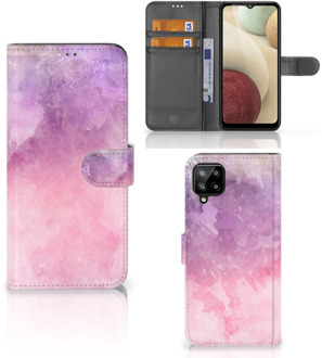 B2Ctelecom Telefoonhoesje Samsung Galaxy A12 Flipcase Pink Purple Paint