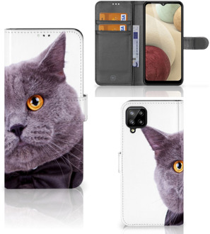 B2Ctelecom Telefoonhoesje Samsung Galaxy A12 Flipcover Case Kat