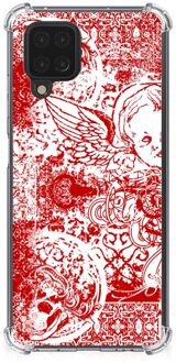 B2Ctelecom Telefoonhoesje  Samsung Galaxy A12 Hippe Hoesjes met transparante rand Angel Skull Red