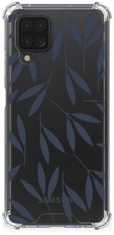 B2Ctelecom Telefoonhoesje  Samsung Galaxy A12 Leuk Case met transparante rand Leaves Blue