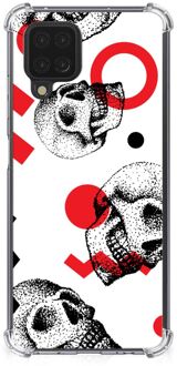 B2Ctelecom Telefoonhoesje  Samsung Galaxy A12 Stevige Bumper Hoesje met transparante rand Skull Red