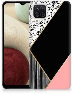 B2Ctelecom Telefoonhoesje Samsung Galaxy A12 TPU Silicone Hoesje Black Pink Shapes