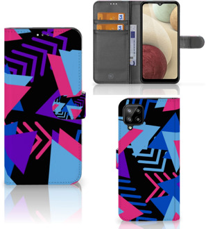 B2Ctelecom Telefoonhoesje Samsung Galaxy A12 Wallet Book Case Design Funky Triangle