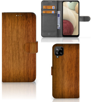 B2Ctelecom Telefoonhoesje Samsung Galaxy A12 Wallet Book Case Donker Hout