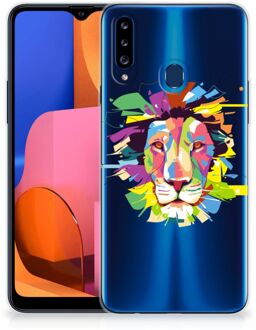 B2Ctelecom Telefoonhoesje Samsung Galaxy A20s Back Cover Siliconen Hoesje Super als Cadeautjes voor Jongens Lion Color