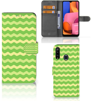 B2Ctelecom Telefoonhoesje Samsung Galaxy A20s Book Case Waves Green