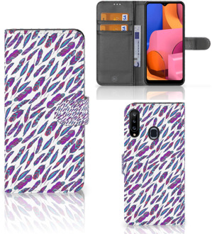 B2Ctelecom Telefoonhoesje Samsung Galaxy A20s Flip Cover Feathers Color